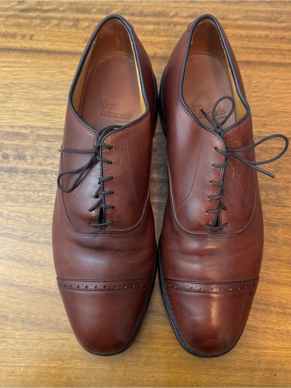 Allen Edmonds Brown Cap-Toe Oxfords Size 10